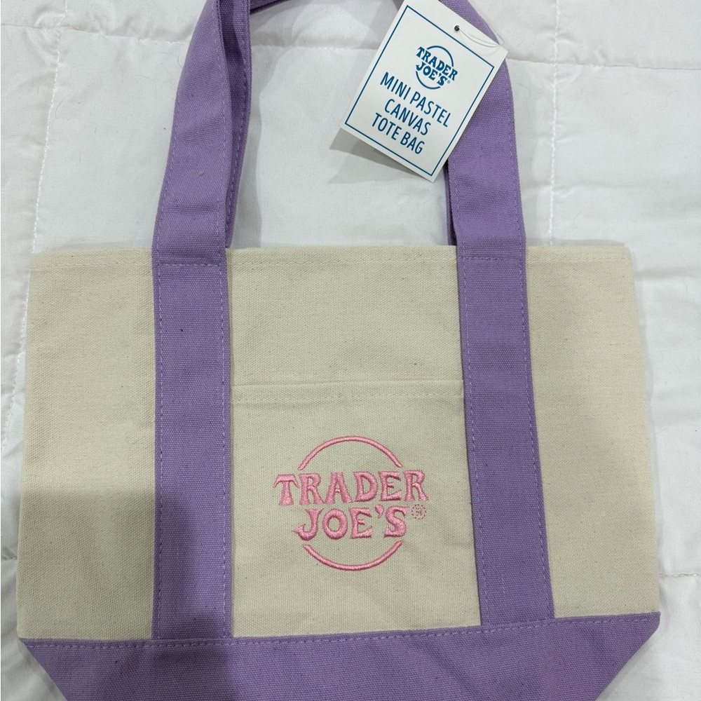 Purple and Cream Canvas Tote Bag